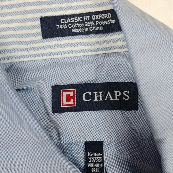 Chaps metallic blue men's long sleeve button down shirt size 16/16.5 (32/33) - Picture 2 of 11